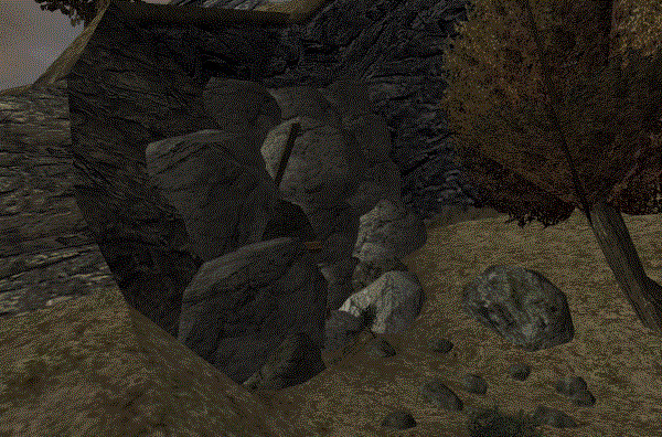 Hole above the AM in the game, covered by Stones