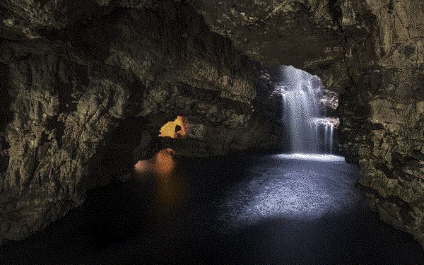 Waterfall Cave in Scotland